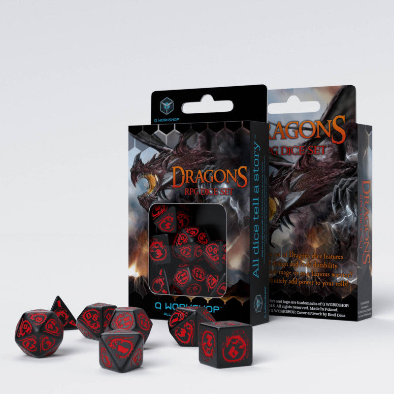 Q Workshop SDRA05 Dragons Dice Set: Onyx (9003919507693)