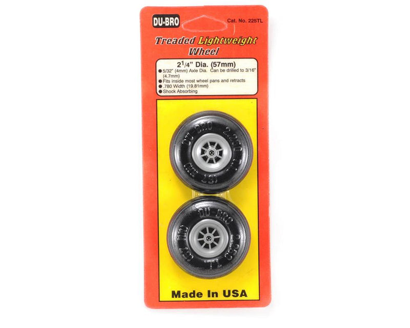 Dubro 225TL TREADED LITE WHEELS 2-1/4INCH