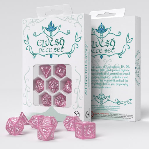 Q Workshop SELV11 Elvish Shimmering pink & White Dice Set (9003916886253)