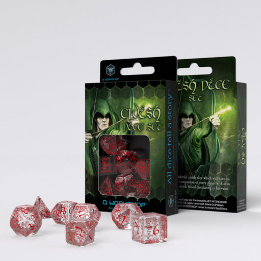Q Workshop SELV05 Elvish Translucent & red Dice Set (9003919311085)