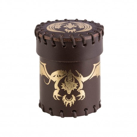 Q Workshop CFDR102 Flying Dragon Brown & golden Leather Dice Cup (9003912986861)