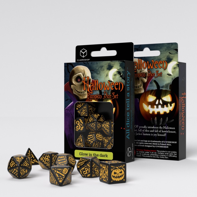 Q Workshop SHAP02 Halloween Pumpkin Jack OLantern Dice Set (9003915280621)