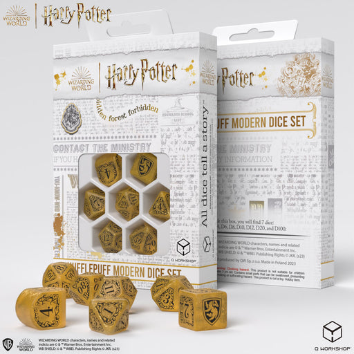 Q Workshop 190142/2023/4/B Harry Potter. Hufflepuff Modern Dice Set Yellow (9003916689645)
