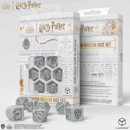 Q Workshop 190142/2023/2/B Harry Potter. Slytherin Modern Dice Set White (9003916525805)