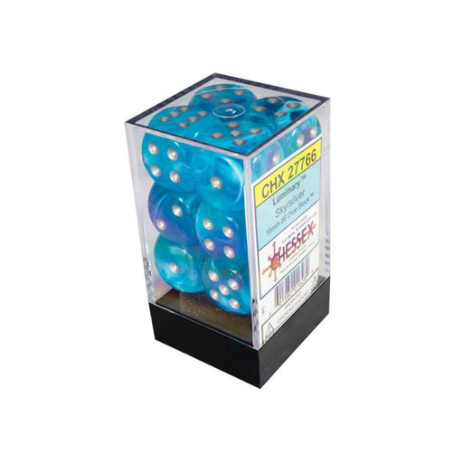 Chessex 27766 Luminary 16mm d6 Sky/silver Dice Block (12 dice) (9003711234285)