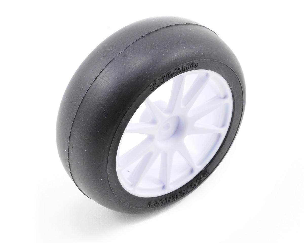 Kyosho Mini I Slick T+W White RC Wheel &amp; Tyre Set - IHTH04W