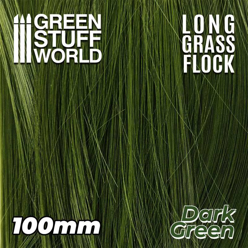 Green Stuff World 3347 Long Grass Flock 100mm Color Dark Green (9080480465133)