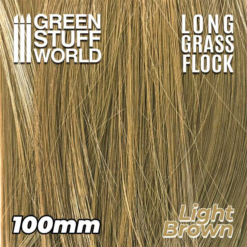 Green Stuff World 3350 Long Grass Flock 100mm Color LIGHT BROWN (9080480727277)