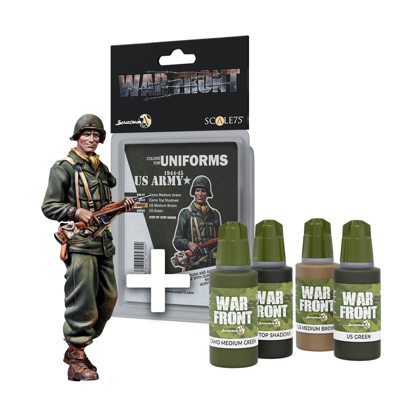 Scale 75 SWPACK-007 Figures Warfront Pack Us Lieutenant + Us Army 1944-1945 Paint Set  50mm