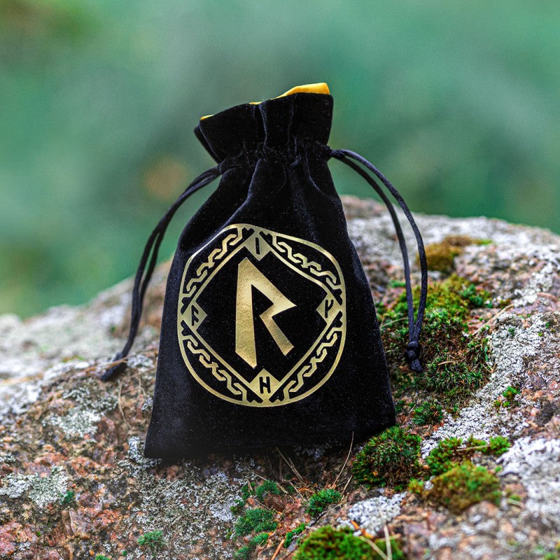 Q Workshop BRUN201 Runic Black & golden Velour Dice Bag (9003914494189)