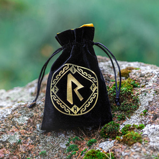 Q Workshop BRUN201 Runic Black & golden Velour Dice Bag (9003914494189)