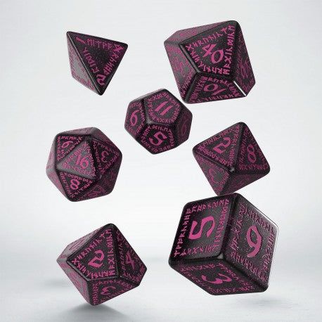 Q Workshop SRUN08 Runic Shimmering black with magenta Dice Set (9003918917869)