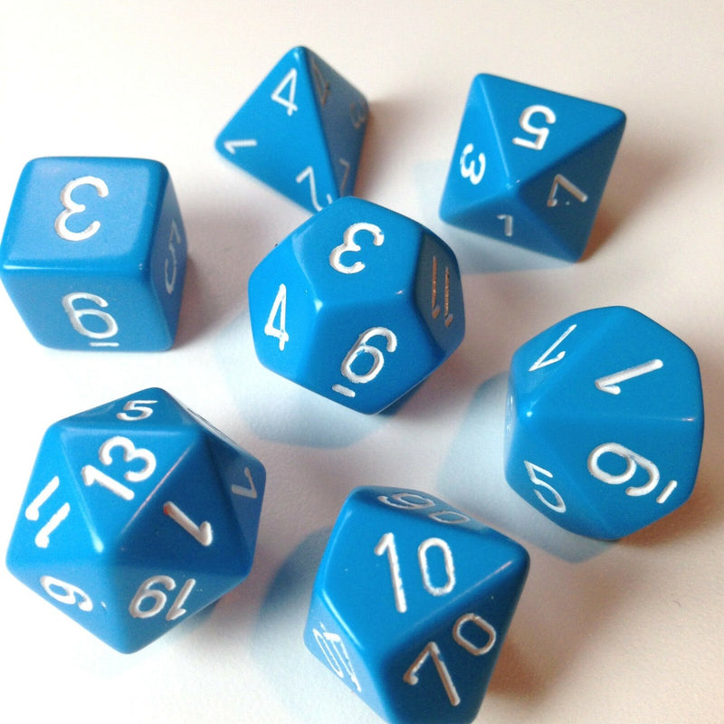 Chessex 25416 Opaque Polyhedral Light Blue/white 7-Die Set (9003717656813)