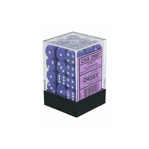 Chessex 25807 Opaque 12mm d6 Purple/white Dice Block (36 dice) (9003720769773)