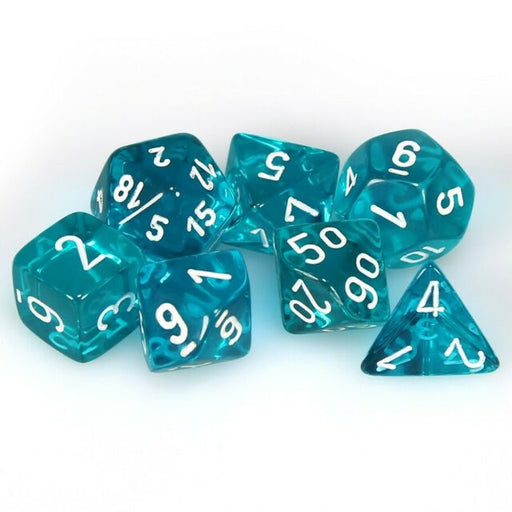 Chessex 23085 Translucent Polyhedral Teal/white 7-Die Set (9003707302125)
