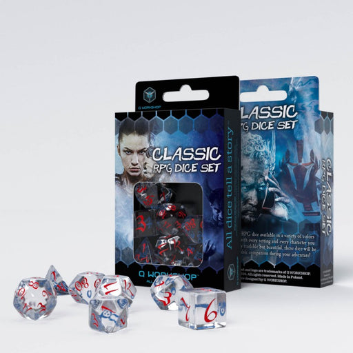 Q Workshop SCLE03 Classic RPG Translucent & blue-red Dice Set (9003911839981)
