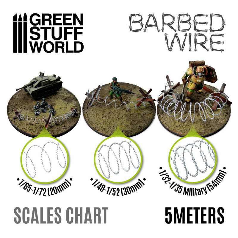 Green Stuff World 11031 Barbed Wire 1/52-1/48 (28mm-30mm) 5 meters (9080481382637)