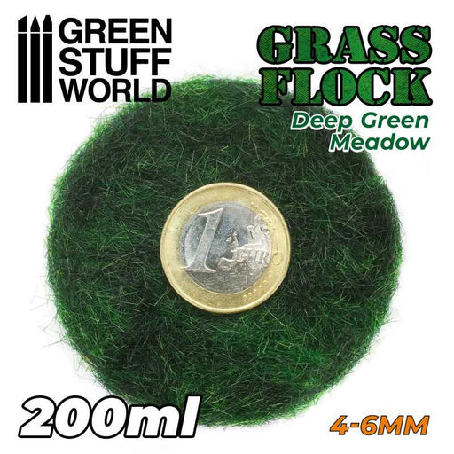 Green Stuff World 11161 Electrostatic Grass Flock DEEP GREEN MEADOW 4-6mm (200ml) (9080480202989)