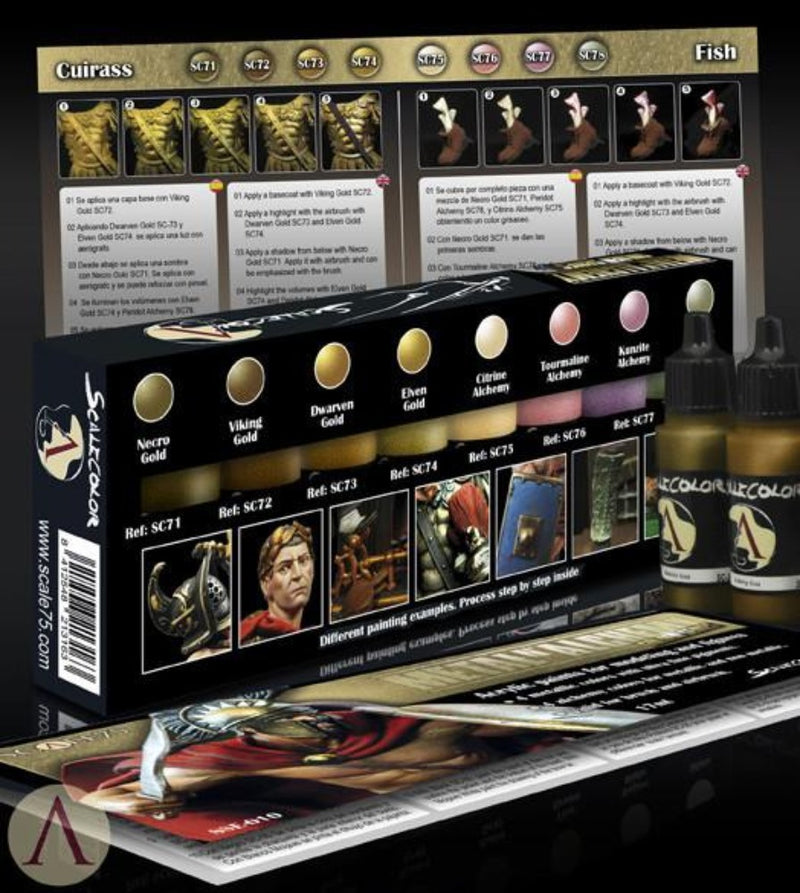 Scale 75 SSE-010 Scalecolor Metal n Alchemy Golden Paint Set