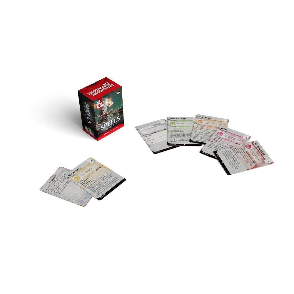 Wizards of the Coast D&D Spells Reference Cards Levels 0-1 RPG Accessory (4)