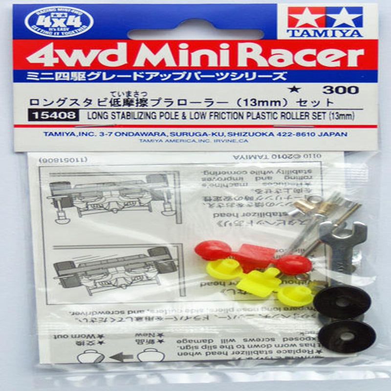 Tamiya 15408 MINI4WD L.POLE & LOW FRICTION ROLLER(13mm) - Hobby City NZ (769292468273)