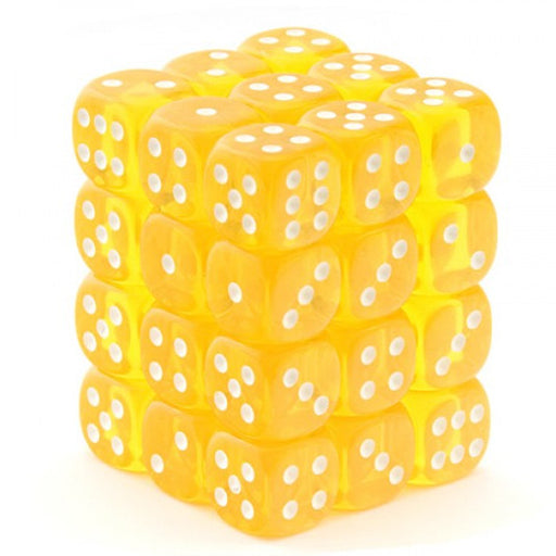 Chessex 23802 Translucent 12mm d6 Yellow/white Dice Block (36 dice) (9003712839917)