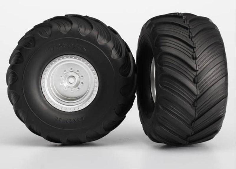 Traxxas 3663-WHT Monster Truck Wheels & Terra Groove Tires (2)