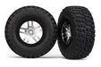 Traxxas 5877 - Tires & Wheels Glued Satin Chrome Black Beadlock Wheels Bfgoodrich (2) (2Wd Front) (8264973353197)