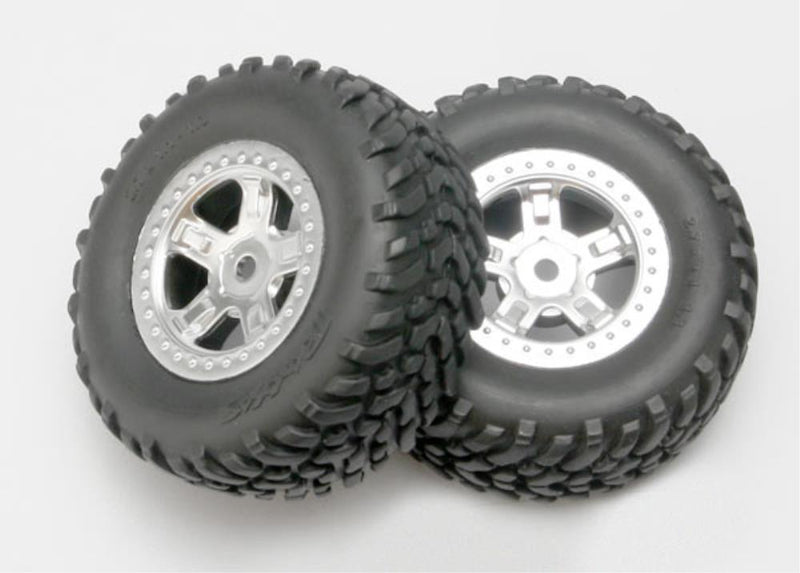 Traxxas 7073 - Sct Satin Chrome Wheels Sct Off-Road Racing Tires (2)