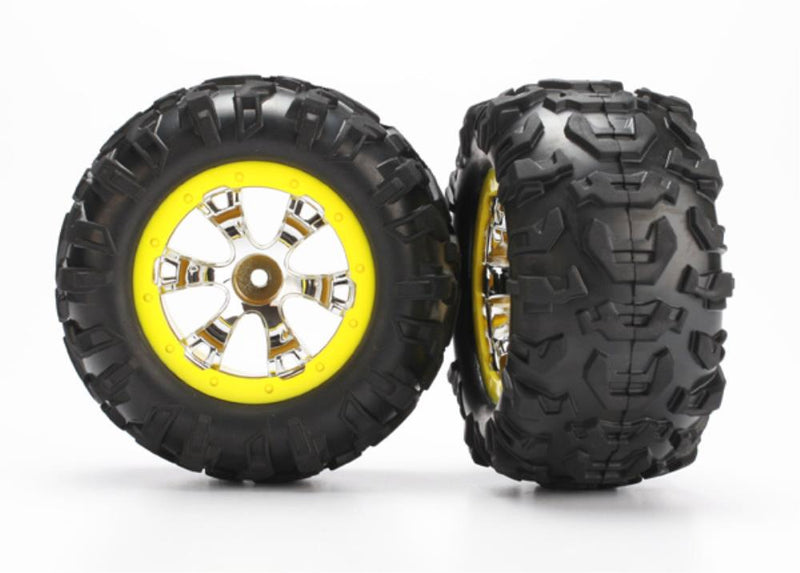Traxxas 7276 - Geode Chrome Yellow Beadlock Style Wheels Canyon At Tires (2)