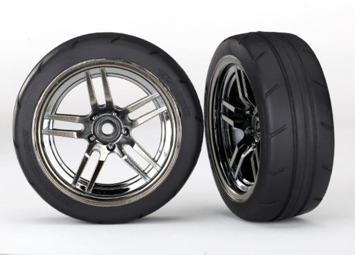 Traxxas 8373 - Split-Spoke Black Chrome Wheels 1.9' Response Tires (Front) (2) (769145798705)