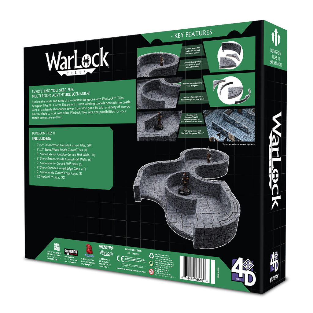WizKids WarLock Tiles Dungeon Tiles III Curves Terrain & Scenery (3)