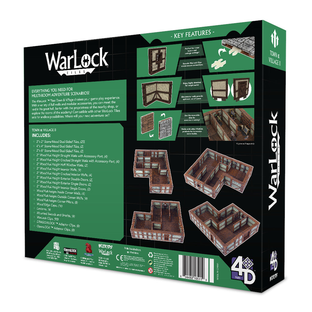 WizKids WarLock Tiles Town & Village II Full Height Plaster Walls Wargaming Terrain (2)