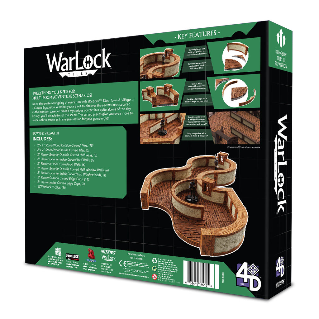 WizKids WarLock Tiles Town & Village III Curves Wargaming Terrain (3)