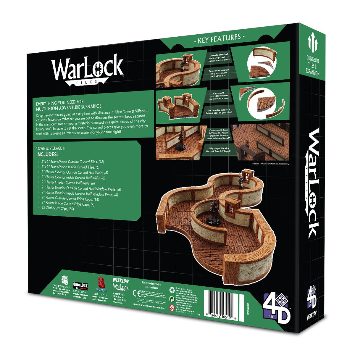WizKids WarLock Tiles Town & Village III Curves Wargaming Terrain (3)