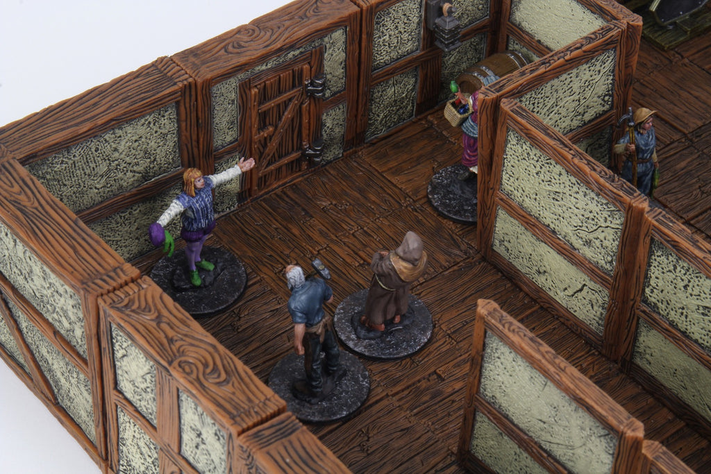 WizKids WarLock Tiles Town & Village II Full Height Plaster Walls Expansion Wargaming Terrain (3)