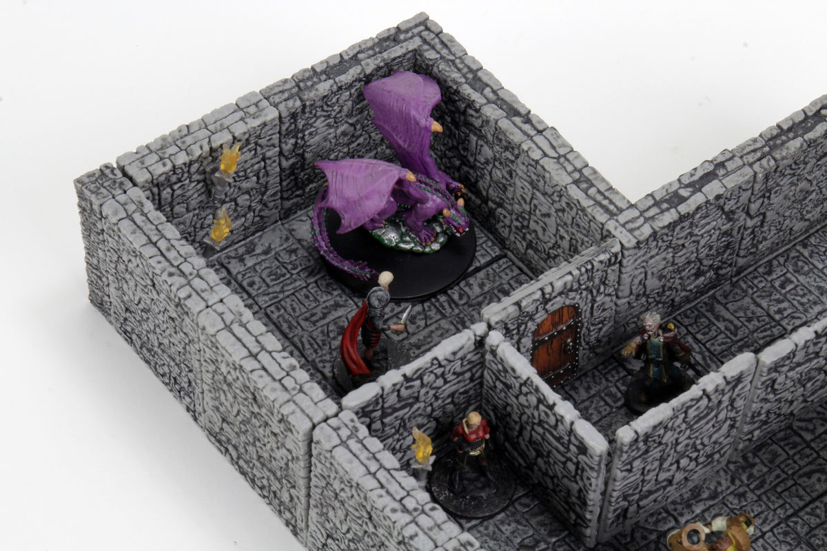 WizKids WarLock Tiles Dungeon Tiles II Full Height Stone Walls Expansion Terrain & Scenery (3)