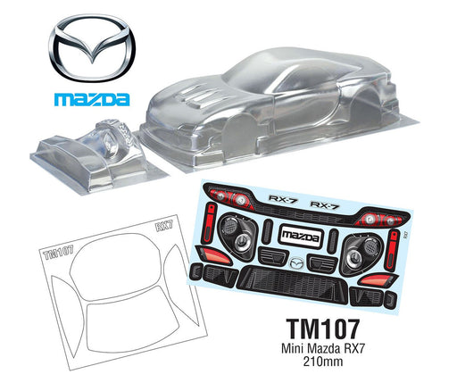 Team C TM107 1/10 Mini Mazda RX7 Body WB 210mm, Width 165mm (8319285493997)