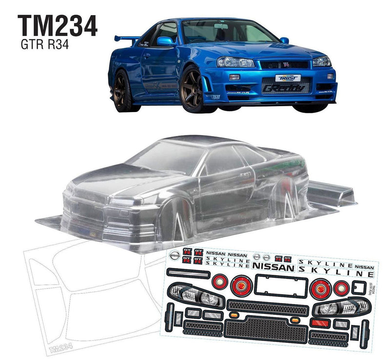 Team C TM234 1/10 Mini Nissan R34 GTR, WB 210mm, Width 265mm (8319285625069)